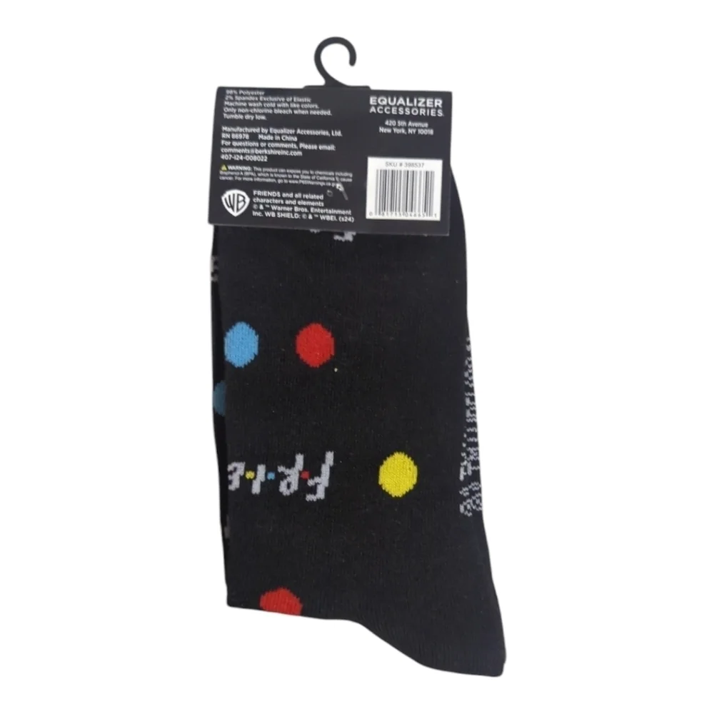FRIENDS LOGO PATTERN BLACK/DOTS 1 PAIR OF SOCKS